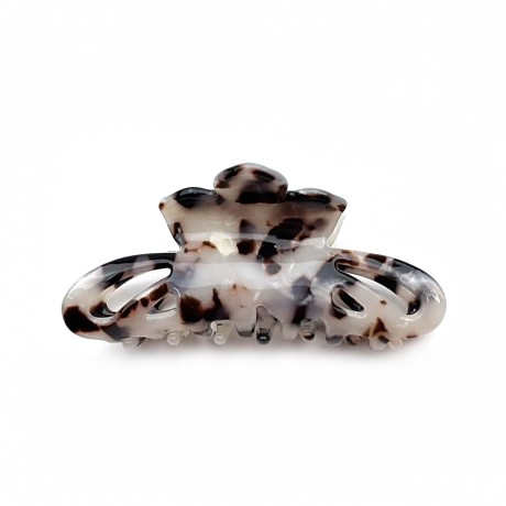Pince cheveux fleur en acétate, décor tortue, 8cm