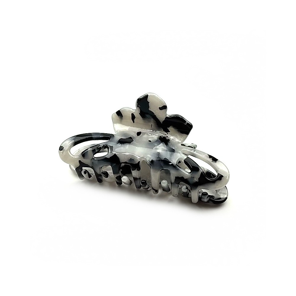 Pince cheveux fleur en acétate, décor tortue, 8cm Pince cheveux fleur en acétate, décor tortue, 8cm