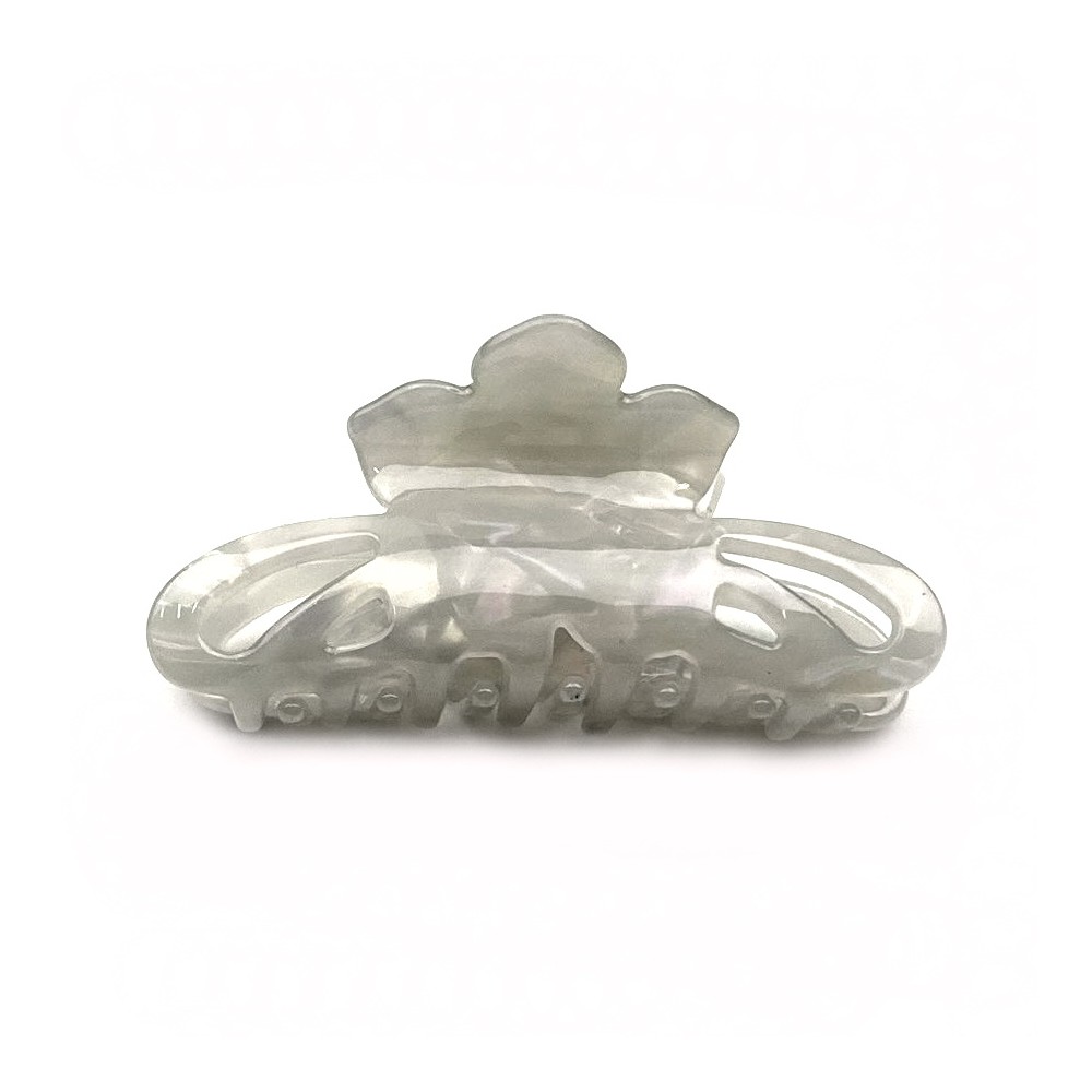 Pince cheveux fleur en acétate, motif nacre, 8cm Pince cheveux fleur en acétate, motif nacre, 8cm