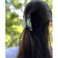 Pince cheveux fleur en acétate, motif nacre, 8cm Pince cheveux fleur en acétate, motif nacre, 8cm