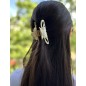 Pince cheveux fleur en acétate, motif nacre, 8cm Pince cheveux fleur en acétate, motif nacre, 8cm