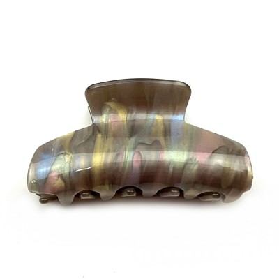 Pince cheveux crabe en résine effet marbré, 8cm