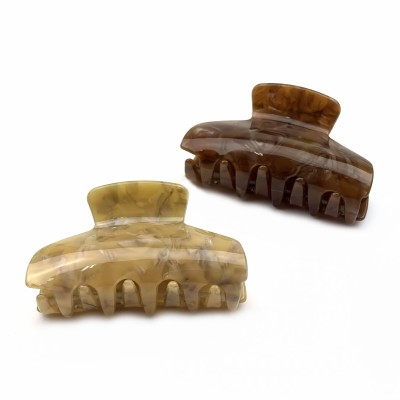Lot de 2 pinces à cheveux effet marbré – Marron chocolat & Beige doré