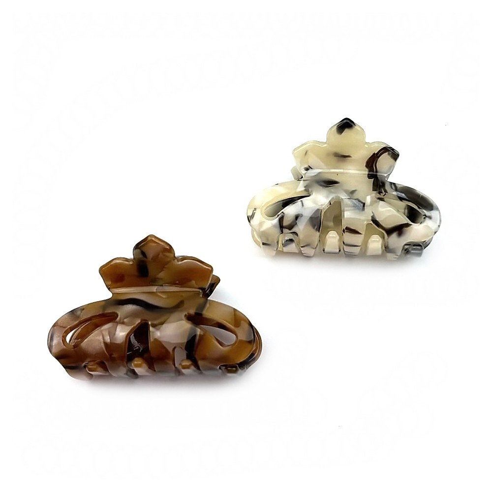 Lot de 2 pinces cheveux effet écaille - beige brun Lot de 2 pinces cheveux effet écaille - beige brun