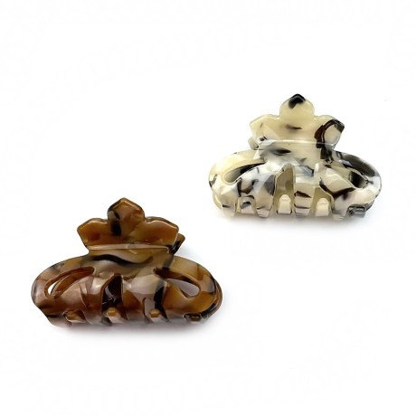 Lot de 2 pinces cheveux effet écaille - beige brun