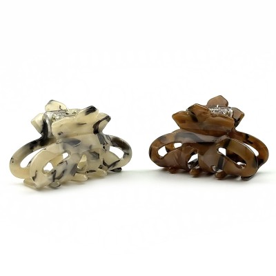 Lot de 2 pinces cheveux effet écaille - beige brun