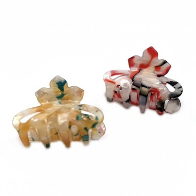 Lot de 2 pinces à cheveux, en résine marbrée colorée