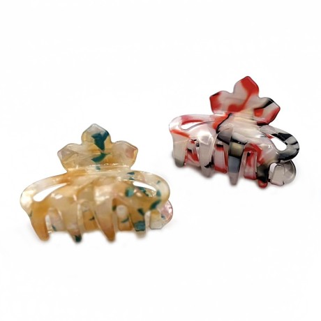 Lot de 2 pinces à cheveux, en résine marbrée colorée