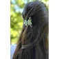 Lot de 2 pinces à cheveux, en résine marbrée - vert/doré
