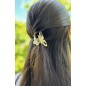 Lot de 2 pinces à cheveux, en résine marbrée - vert/doré