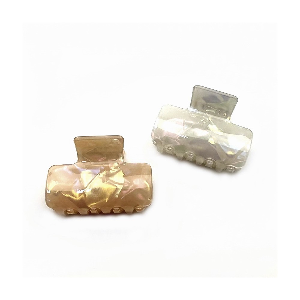 Lot de 2 pinces à cheveux rectangulaires 5cm en résine nacrée
