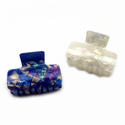 Lot de 2 pinces à cheveux rectangulaires 5cm en résine nacrée
