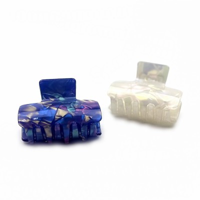 Lot de 2 pinces à cheveux rectangulaires 5cm en résine nacrée