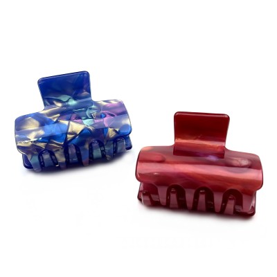 Lot de 2 pinces à cheveux rectangulaires 5cm en résine nacrée