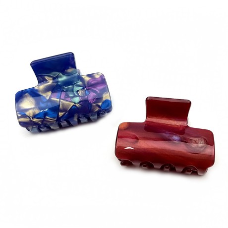 Lot de 2 pinces à cheveux rectangulaires 5cm en résine nacrée