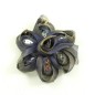 Fleur en tissu et sequin 7cm - Bleu gris