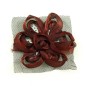 Fleur en tissu et sequin 7cm - Bordeaux