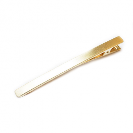 Pince cheveux crocodile plat longue en métal brossé doré 8cmx0.6cm