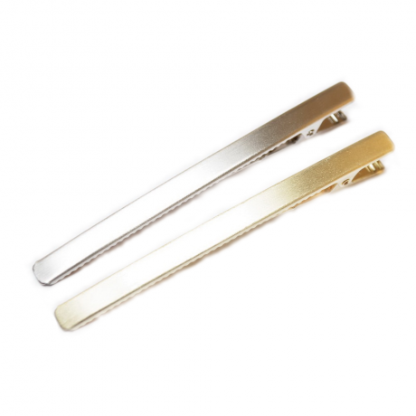 Pince cheveux crocodile plat longue en métal brossé doré 8cmx0.6cm