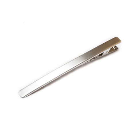 Pince cheveux crocodile plat longue en métal brossé argenté 8cmx0.6cm