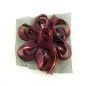 Fleur en tissu et sequin 7cm - rouge irisé
