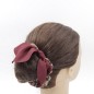 Chouchou élastique cheveux tissu maille imprimé avec noeud uni amovible - bordeaux