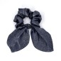 Chouchou élastique cheveux tissu brillant avec noeud amovible - bleu Chouchou élastique cheveux tissu brillant avec noeud amovible - bleu