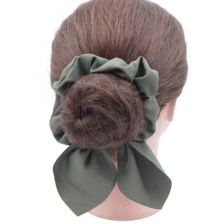 Chouchou élastique cheveux en tissu avec noeud amovible - vert