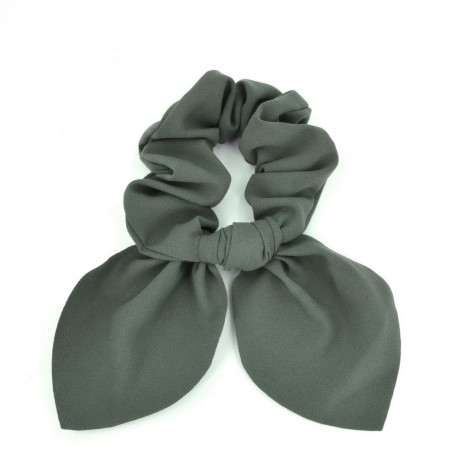 Chouchou élastique cheveux en tissu avec noeud amovible - vert