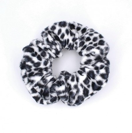 Chouchou élastique cheveux imprimé leopard noir