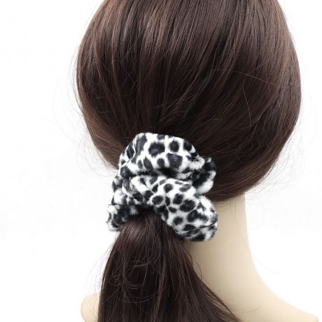 Chouchou élastique cheveux imprimé leopard noir
