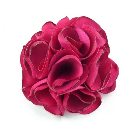 Fleur en tissu synthétique diamètre 8cm - fuchsia