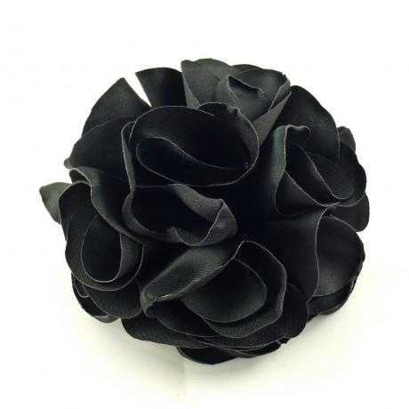 Fleur en tissu synthétique diamètre 8cm - noir