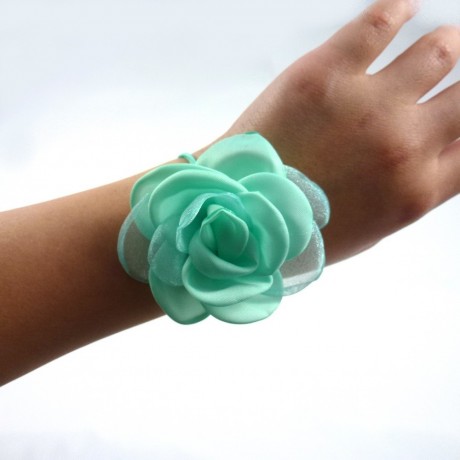 Fleur en tissu synthétique diamètre 6cm - vert eau