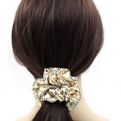 Chouchou élastique cheveux avec motif damier argenté