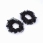 2 chouchous élastiques cheveux satiné avec bordure fantaisie 8cm noir