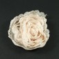 Grosse fleur plate rose pale en tissu bord dentelé environ 8cm