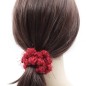 2 chouchous élastiques cheveux tissu crocheté brillant noir et rouge