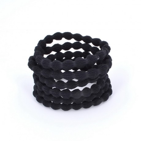 Elastiques cheveux gaufré lot de 6pcs noir