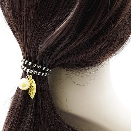 Elastiques cheveux torsadé fil de téléphone lot de 2pcs jaune