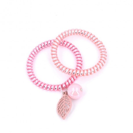 Elastiques cheveux torsadé fil de téléphone lot de 2pcs rose