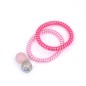 Elastiques cheveux torsadé fil de téléphone pendants perles lot de 2pcs rose Elastiques cheveux torsadé fil de téléphone pendants perles lot de 2pcs rose