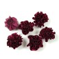 Lot de 6 petites fleurs en tissu satin et paillettes - rose foncé