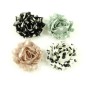 Fleur en tissu motif petits pois diamètre 7cm rose