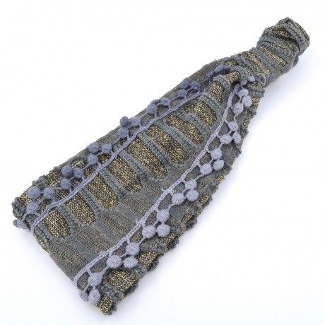 Bandeau serre tête headband cheveux fantaisie largeur 9cm gris