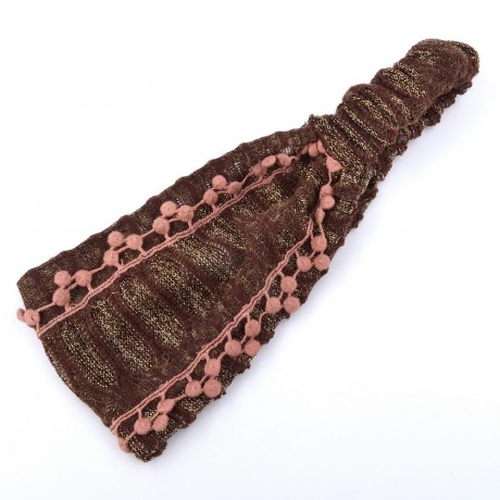 Bandeau serre tête headband cheveux fantaisie largeur 9cm marron