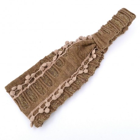 Bandeau serre tête headband cheveux fantaisie largeur 9cm marron clair
