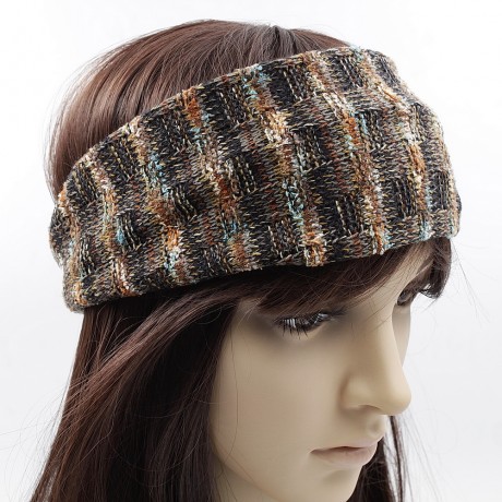 Bandeau serre tête headband cheveux en maille tricot multi marron