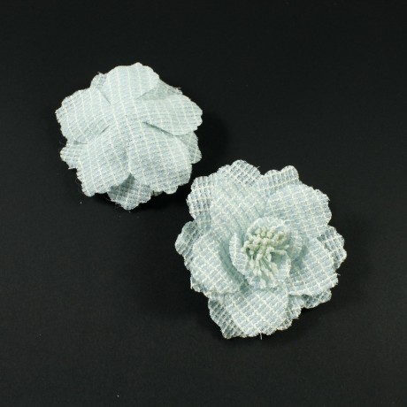 Grande fleur en tissu bleu diamètre 10cm