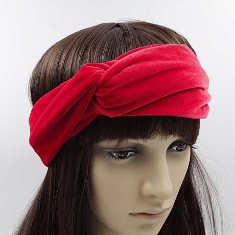 Bandeau serre tête headband croisé en velours rouge